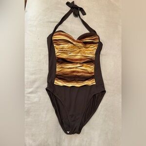La Blanca By Rod Beattie Brown One-Piece‎ Swimsuit Size-8